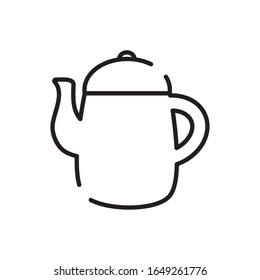 Coffee pot line style icon design of time drink breakfast beverage morning store aroma and caffeine theme Vector illustration