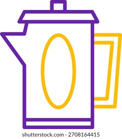 Línea de cafetera Diseño de íconos de Vector de dos colores