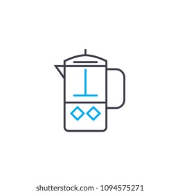 Coffee pot linear icon concept. Coffee pot line vector sign, symbol, illustration.