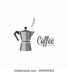 Coffee pot logo. Coffee maker on white background