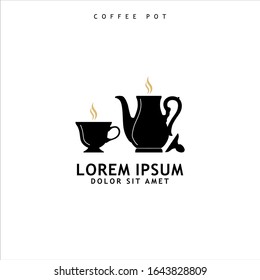 Coffee pot logo vector design isolated on white background.  