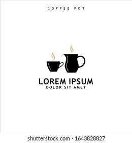 Coffee pot logo vector design isolated on white background.  