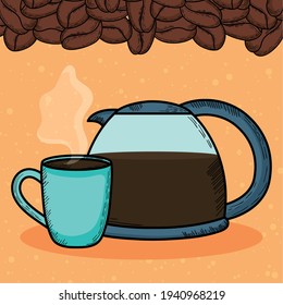 coffee pot and mug illustration