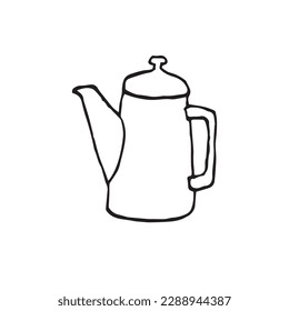 Coffee pot, outline drawing style on white background