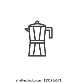 Coffee pot outline icon. linear style sign for mobile concept and web design. Geyser Coffee Maker line vector icon. Symbol, logo illustration. Pixel perfect vector graphics