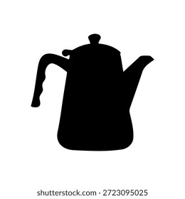 Diseño de ilustración plana de Vector de silueta de cafetera.