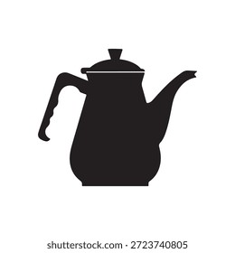 Diseño de ilustración plana de Vector de silueta de cafetera