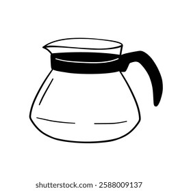 Coffee pot simple line art illustration. Coffee jug doodle art.