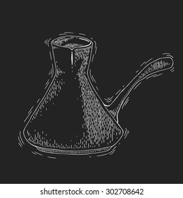 Coffee pot sketch illustration. 
