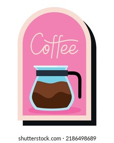 coffee pot stamp over white