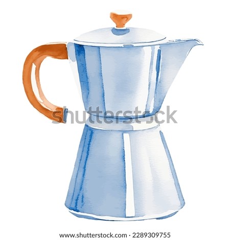 coffee pot with style hand drawn digital painting illustration