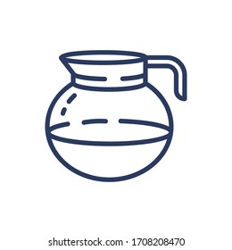 Coffee pot thin line icon. Kettle, hot drink, morning isolated outline sign. Breakfast drink or cafe concept. Vector illustration symbol element for web design and apps
