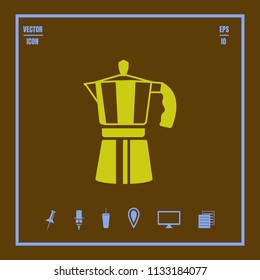 coffee pot vector icon . Abstract design logo for cafe, coffee shop. Illustration on a flat design style