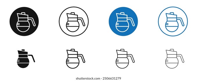 Coffee pot vector icon in black and blue colors