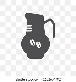 Coffee pot vector icon isolated on transparent background, Coffee pot logo concept