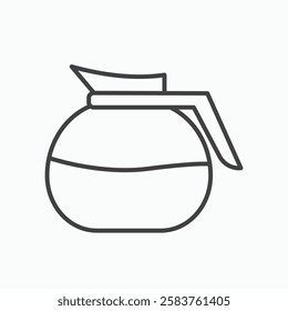 Coffee pot vector icon isolated in black line