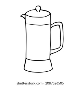 Ilustración vectorial de la olla de café, doodle de dibujo manual