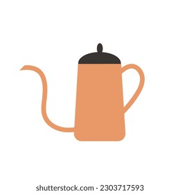 Coffee pot vector illustration. Simple flat style kettle for coffee making. Coffeemaker