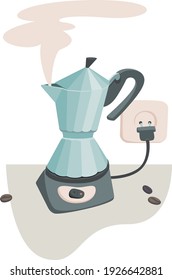 coffee pot - vector illustration of a stylized kettle making coffee