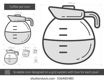 Coffee pot vector line icon isolated on white background. Coffee pot line icon for infographic, website or app. Scalable icon designed on a grid system.