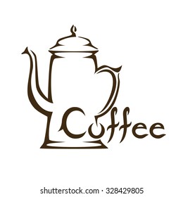 Coffee pot vector logo design template. 