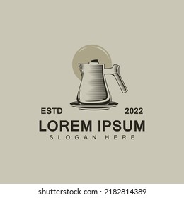 Coffee pot vector logo illustration