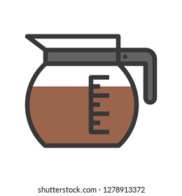 Coffee pot vector, coffee related filled design editable stroke icon