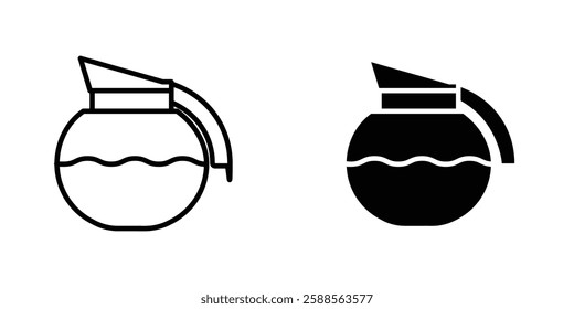 Coffee pot vectors icons set in filled and strokes on white background