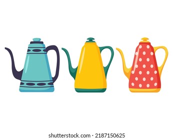 Cafetera.Calentador para preparar café.Aislado sobre fondo blanco.Ilustración plana vectorial.