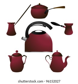 Coffee pots against white background