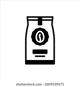 coffee pouch glyph icon. coffee packaging solid line illustration