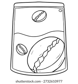 coffee pouch illustration hand drawn outline vector