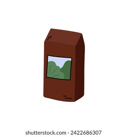 Coffee pouch packaging doodle vector illustration. Branding product with drawing on package. Cute hand drawn object. 