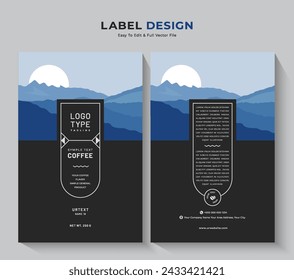 Kaffee-Beutel-Verpackung und Etiketten-Design, professionelle Lebensmittel-Aufkleber minimalistisches Banner Vektor-Vintage-Tag.