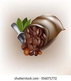 Coffee poured out of the sack vector design