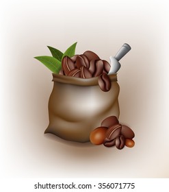 Coffee poured out of the sack vector design