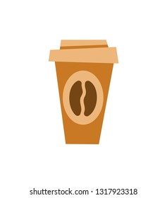 Coffee poured in plastic cap vector, take out beverage isolated icon. Espresso morning drink, cappuccino served in bistro, mug hot caffeine closeup