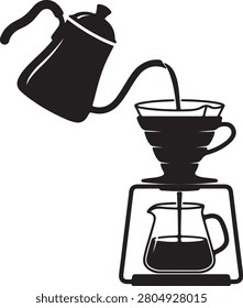 Coffee pourover silhouette vector brewing