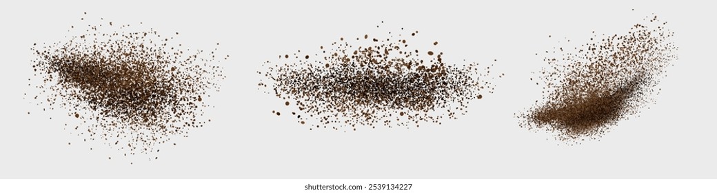 Coffee powder. Flying coffee powder isolated on white background. Coffee, cocoa or chocolate speckles. . Vector illustration