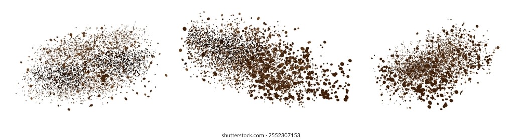 Coffee powder. Flying coffee powder isolated on white background. Coffee, cocoa or chocolate speckles. . Vector illustration