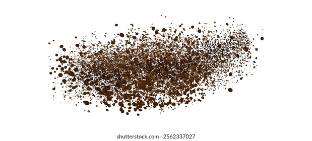 Coffee powder. Flying coffee powder isolated on white background. Coffee, cocoa or chocolate speckles. . Vector illustration