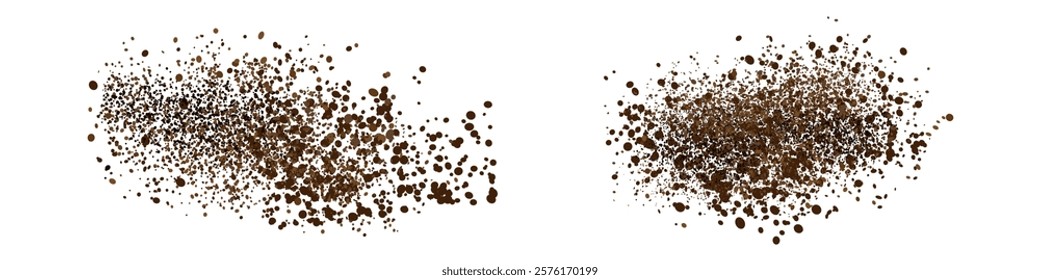 Coffee powder. Flying coffee powder isolated on white background. Coffee, cocoa or chocolate speckles. . Vector illustration