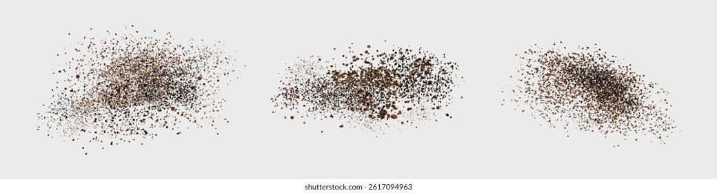 Coffee powder. Flying coffee powder isolated on white background. Coffee, cocoa or chocolate speckles. . Vector illustration
