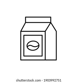 Coffee powder icon in flat black line style, isolated on white 