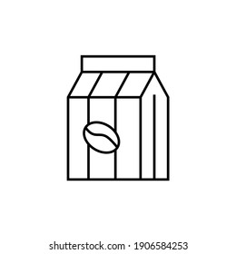 Coffee powder icon in flat black line style, isolated on white 