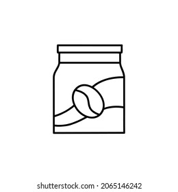 Coffee powder icon in flat black line style, isolated on white 