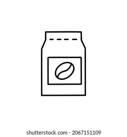 Coffee powder icon in flat black line style, isolated on white 