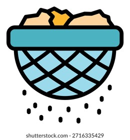 Icono de café en polvo. Esquema de Vector en polvo de café de color plano aislado