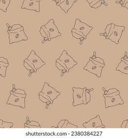 Coffee powder line art seamless pattern. Suitable for backgrounds, wallpapers, fabrics, textiles, wrapping papers, printed materials, and many more.