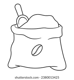 Coffee powder line art. Vector illustration with coffee theme and line art vector style.